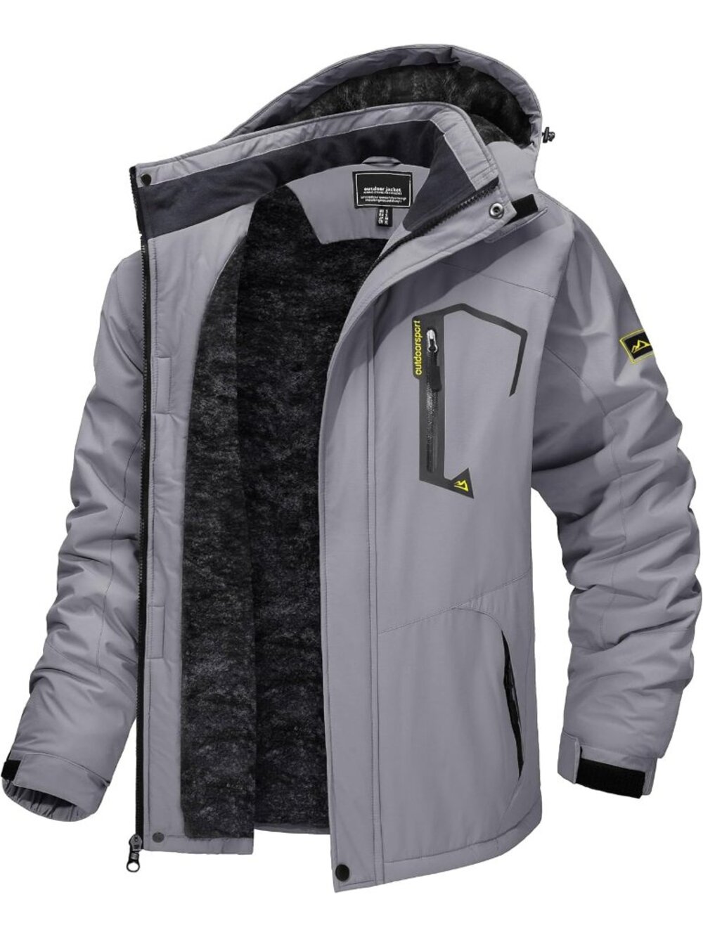 〽️Men's Light Grey Winter Skiing Waterproof Thermal Windproof  Lined Snow Coat